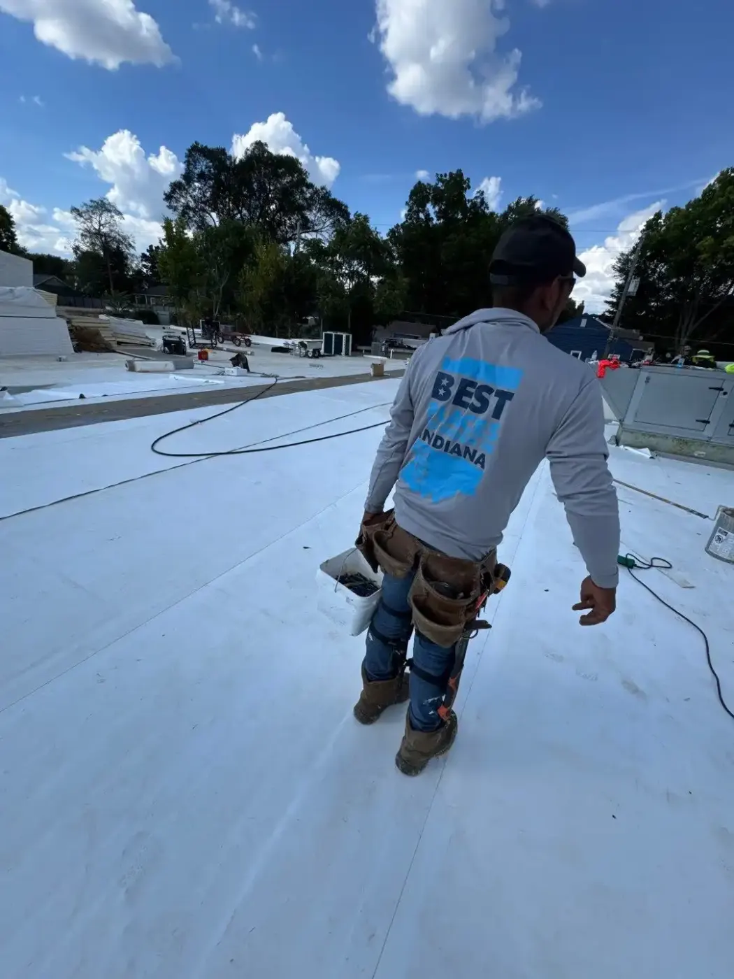 Commercial roof inspection documented in Kirklin